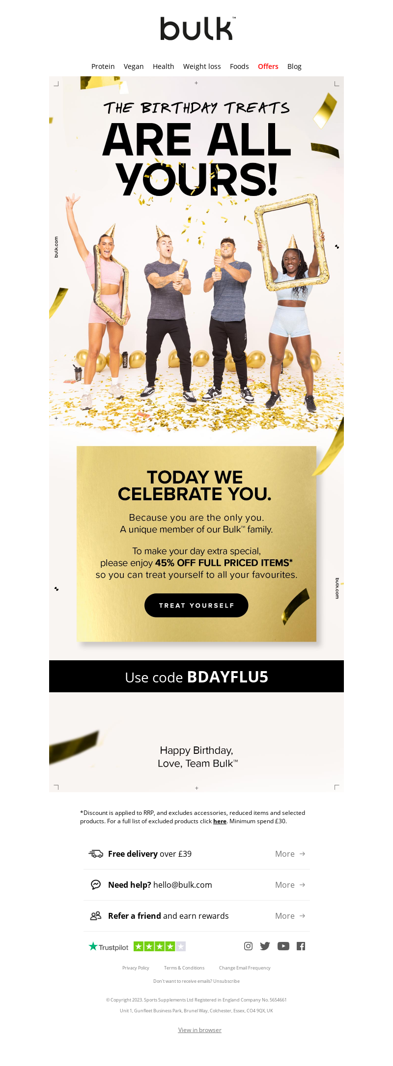 Exclusive Offer Birthday Email Campaign: Buk Powders (UK) | wiiv.ai