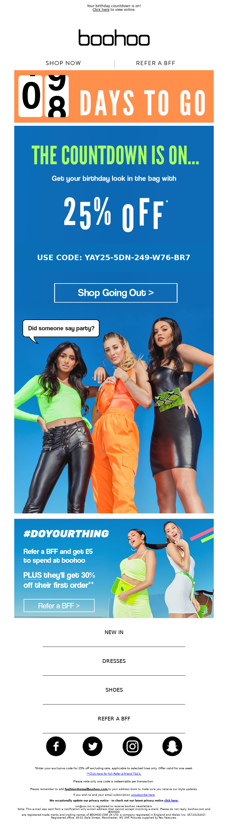 Countdown Birthday Email Campaign: Boohoo | wiiv.ai