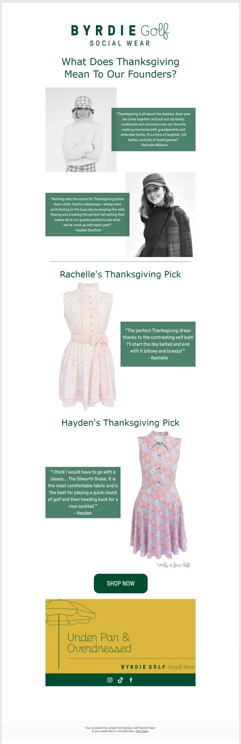 thanksgiving email examples | wiiv.ai  |  Byrdi Social Wear