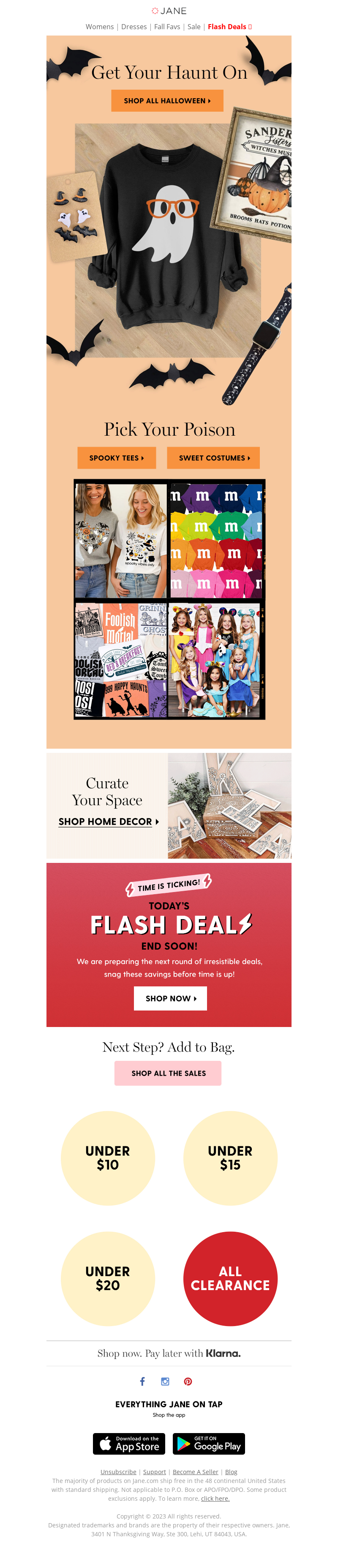 Spooky Flash Sales: Jane | Halloween Email Examples | wiiv.ai