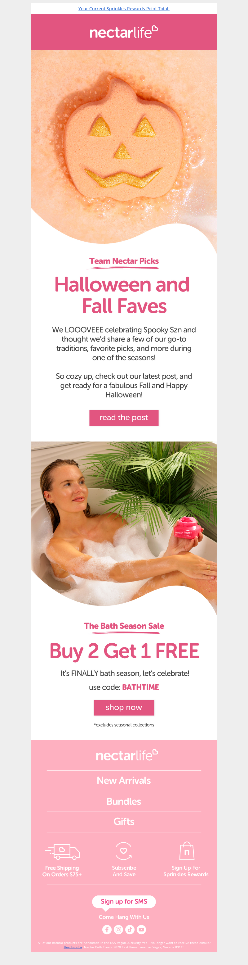 Halloween Exclusive Offer: Nectar Bath Treats | Halloween Email Examples | wiiv.ai