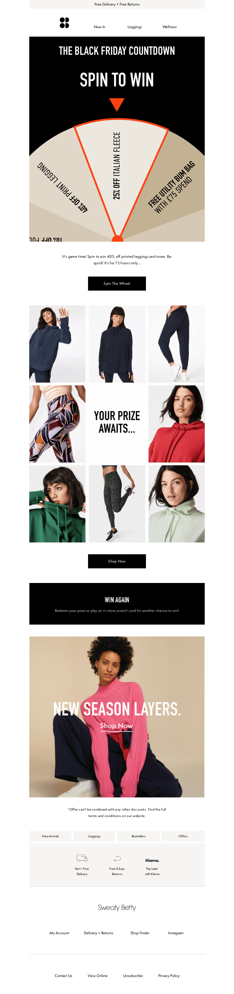 Interactive Emails: Sweaty Betty | Black Friday Email Examples | wiiv.ai