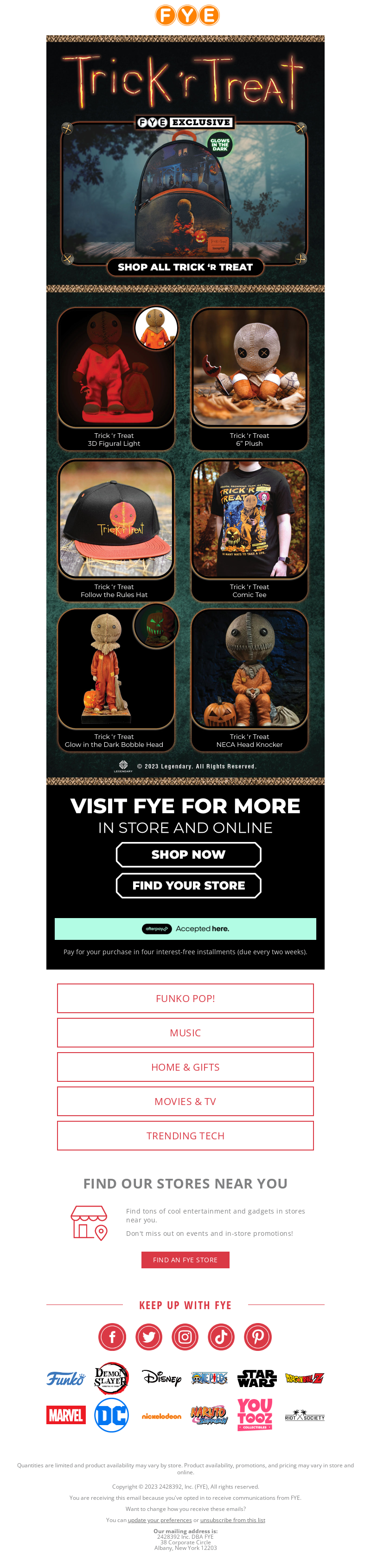 Trick-or-Treat Promotions: F.Y.E. | Halloween Email Examples | wiiv.ai