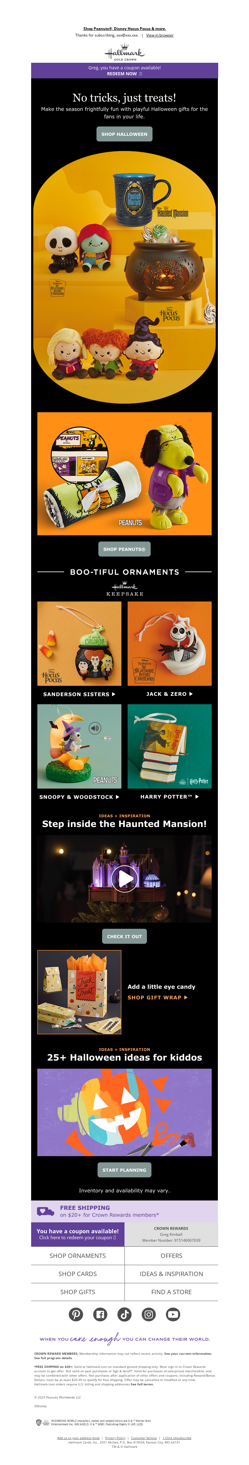 Spooky Product Highlight: Hallmark | Halloween Email Examples | wiiv.ai