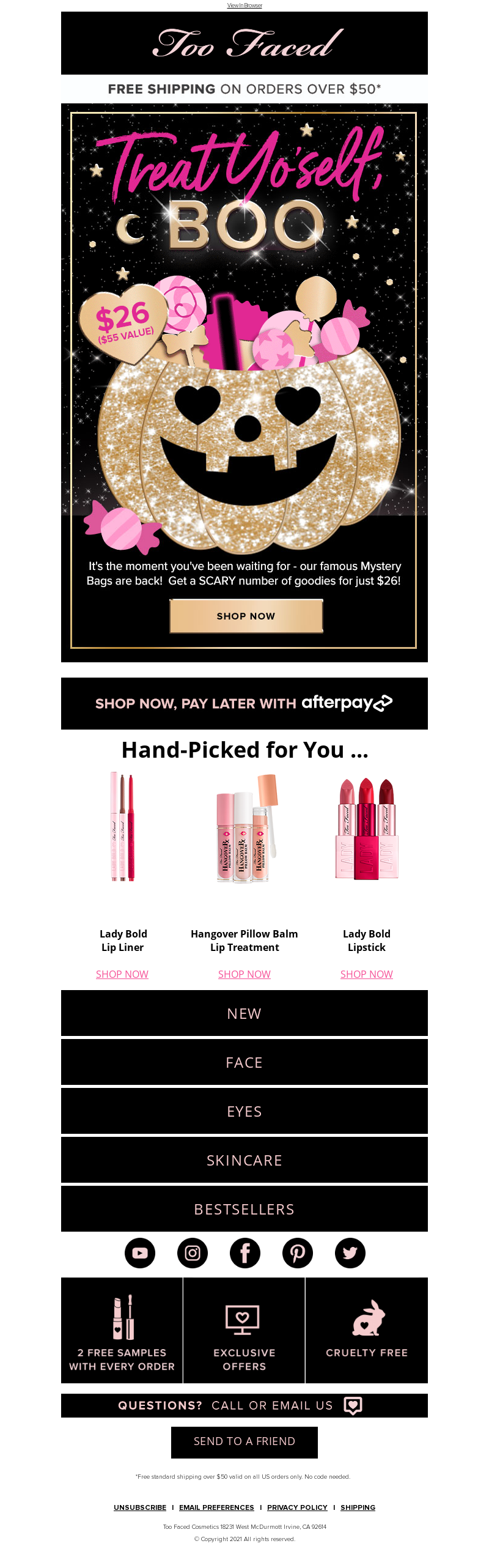 Personalized Halloween Offer: Too Faced Cosmetics | wiiv.ai