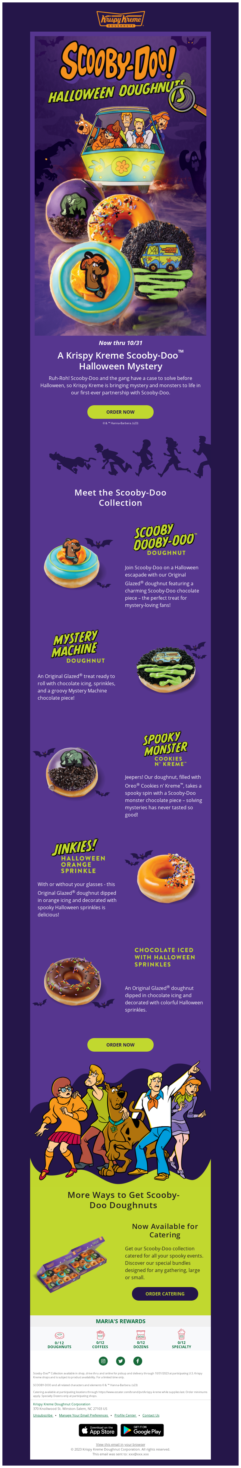 Halloween-Themed Products: Krispy Kreme Doughnuts | Halloween Email Examples | wiiv.ai 
