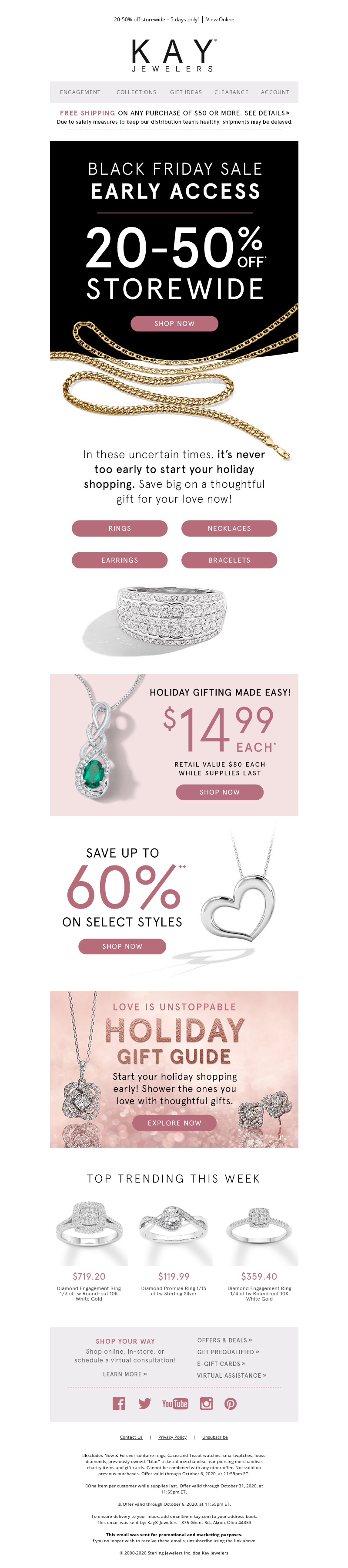 Early-Bird Special: Kay Jewelers | Black Friday Email Examples | wiiv.ai